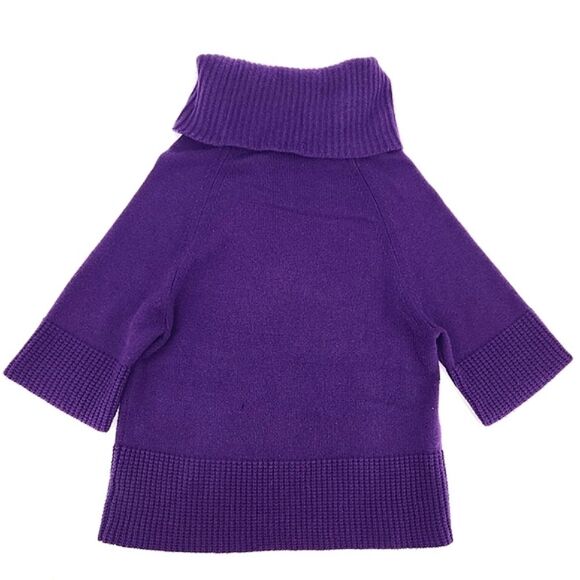 Theory Beata 100% Cashmere Sweater Size Small Purple Cowlneck 3/4 Sleeve Chunky - Picture 3 of 9